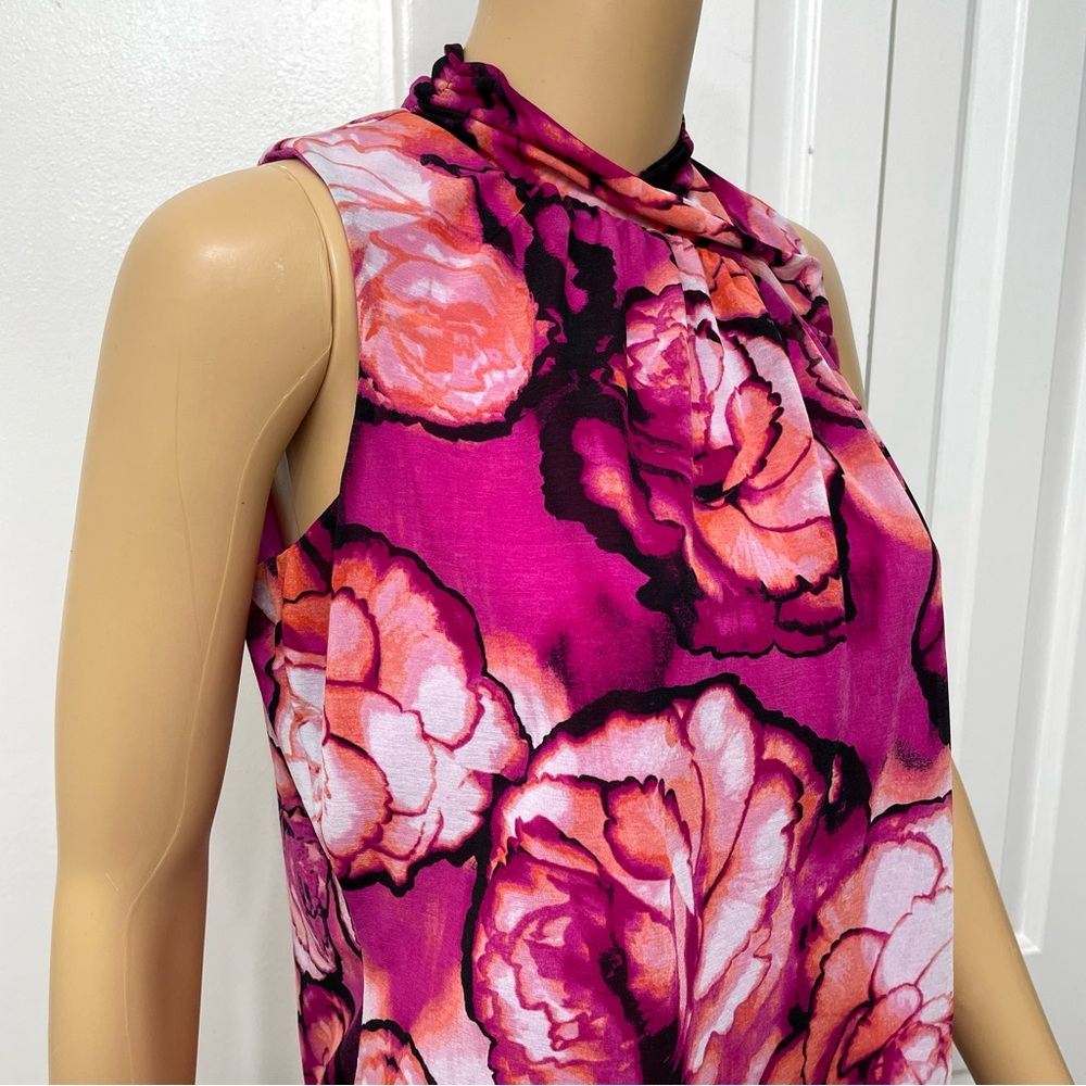 Worthington Women’s Pink Rose Floral High-neck Sleeveless Blouse size Medium P - Picture 3 of 10